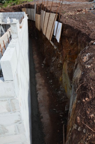 The back of the retaining wall - 23 June 2015